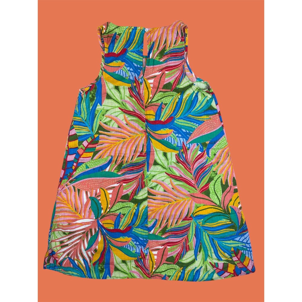 C&C California Tropical Leaf Print Halter‎ Neck Linen Mini Dress S